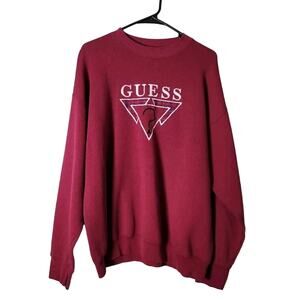 Vintage Guess Sweatshirt Mens Size XL Red Crewneck Embroidered